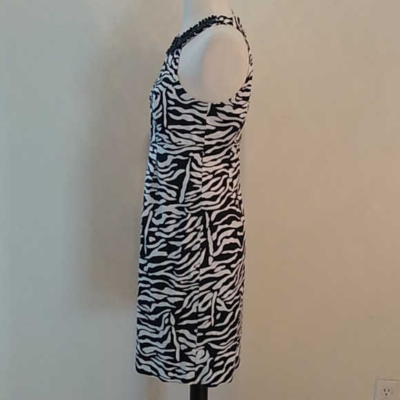 INC International Concepts Zebra print Dress with Beaded neckline, Black/White, - Picture 5 of 15